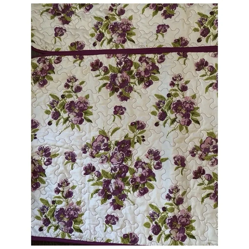 Waverly Traditions Quilted King Pillow Shams Primrose Patio Violet Floral solid